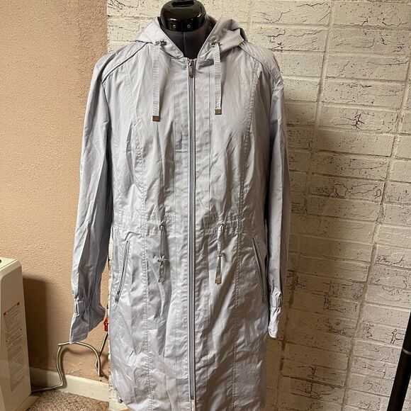 Cole Haan Signature Gray Hooded Rain Jacket Large - Picture 2 of 13